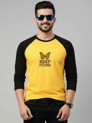 UrGear Printed Men Round Neck Yellow T-Shirt
