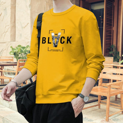 LGRK Typography Men Round Neck Yellow T-Shirt
