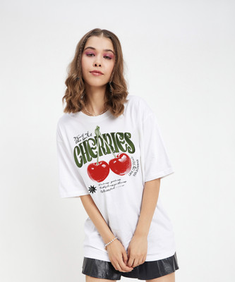 COLOR CAPITAL Graphic Print Women Round Neck White T-Shirt