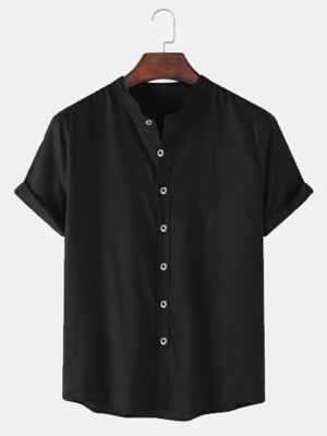 Try This Solid Men Round Neck Black T-Shirt