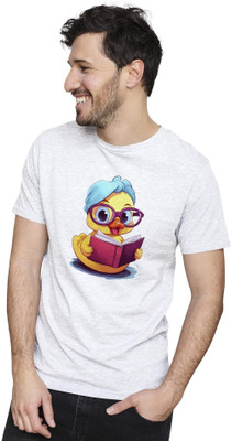 KRYONIX Printed Men Round Neck White T-Shirt