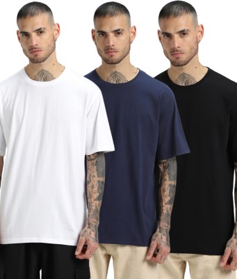 Veirdo Solid Men Round Neck Multicolor T-Shirt