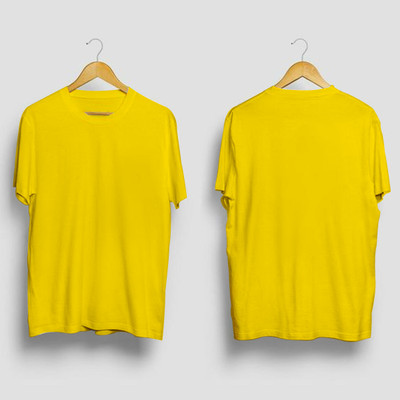 Wanglet Solid Men Round Neck Yellow T-Shirt