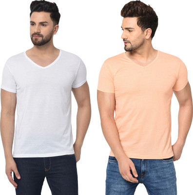 Adorbs Trend Solid Men V Neck Multicolor T-Shirt
