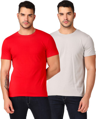Inner Element Solid Men Round Neck Grey, Red T-Shirt