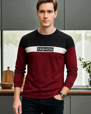 Autna Printed Men Round Neck Maroon T-Shirt