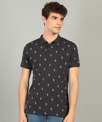 United Colors of Benetton Printed Men Polo Neck Brown T-Shirt
