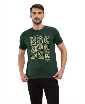 TT Printed Men Round Neck Green T-Shirt