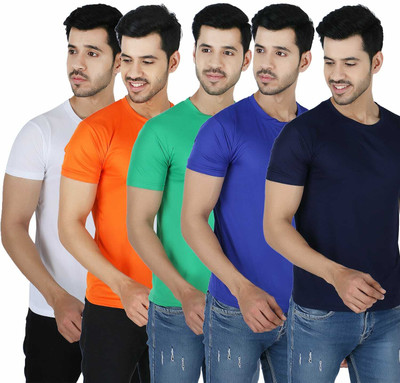 Newsingh Solid Men Round Neck Multicolor T-Shirt
