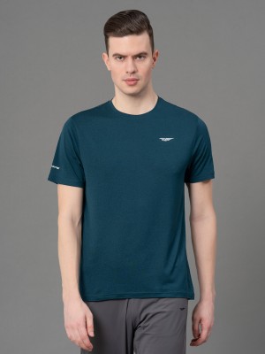 Red Tape Solid Men Round Neck Green T-Shirt