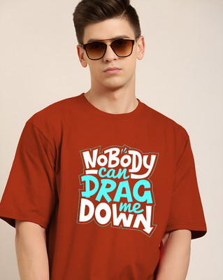 TQH Printed, Graphic Print Men Round Neck Maroon T-Shirt