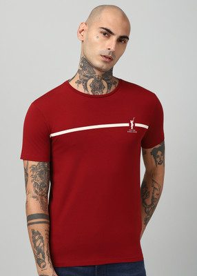 PETER ENGLAND Solid Men Round Neck Red T-Shirt