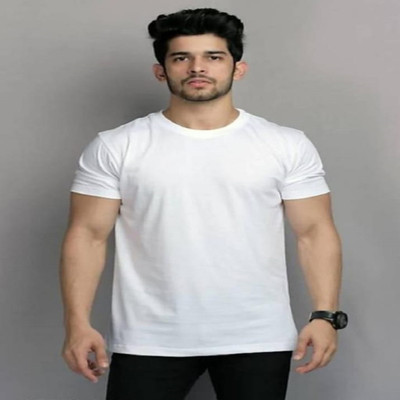 TARSHI Solid Men Round Neck White T-Shirt