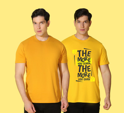 WOOSTRO Solid Men Round Neck Multicolor T-Shirt