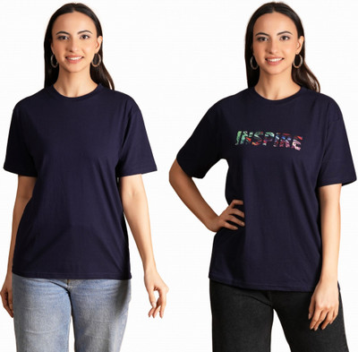 METRONAUT Printed Women Round Neck Multicolor T-Shirt
