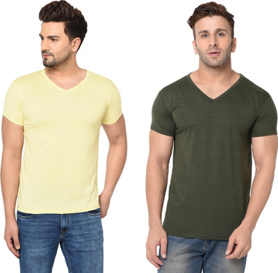 Adorbs Trend Solid Men V Neck Multicolor T-Shirt