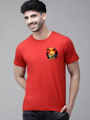 SZN Graphic Print Men Round Neck Red T-Shirt