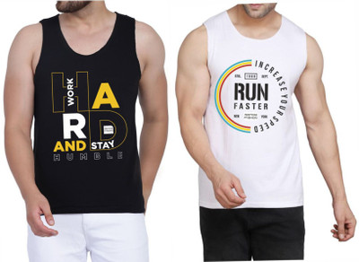 WOOSTRO Printed Men Scoop Neck Black, White T-Shirt