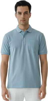 Force NXT Solid Men Polo Neck Blue T-Shirt
