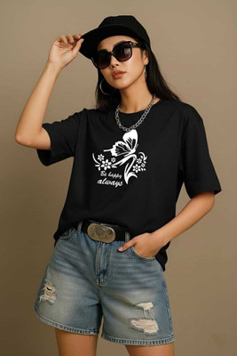 Kaka Fashion Graphic Print Women Round Neck Red T-Shirt