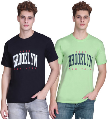 Zeffit Printed Men Round Neck Black, Green T-Shirt