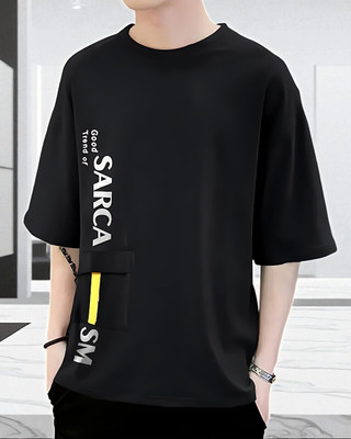 Autna Printed Men Round Neck Black T-Shirt