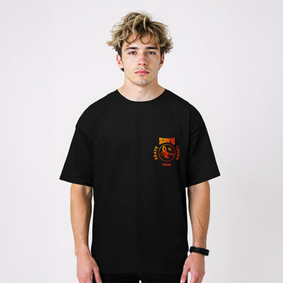 Librone Printed Men Round Neck Black T-Shirt