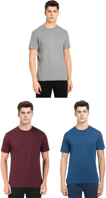 JOCKEY Solid Men Round Neck Grey, Blue, Maroon T-Shirt