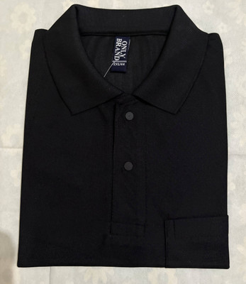 PAM Solid Men Polo Neck Black T-Shirt