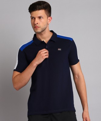 M7 By Metronaut Colorblock Men Polo Neck Dark Blue T-Shirt