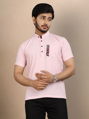 Moda Rapido Solid Men Round Neck Pink T-Shirt