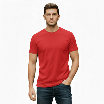 YOUNGVIBE Solid Men Round Neck Red T-Shirt