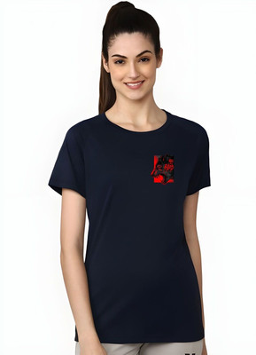 SZN Graphic Print Women Round Neck Dark Blue T-Shirt