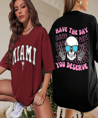 HELL BOUND Printed Women Round Neck Multicolor T-Shirt