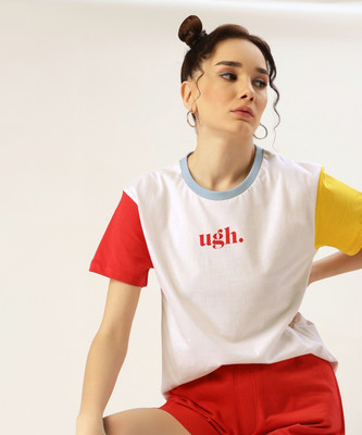 Kook N Keech Typography Women Round Neck White T-Shirt