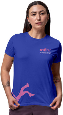 Fighterhero Printed Women Round Neck Blue T-Shirt