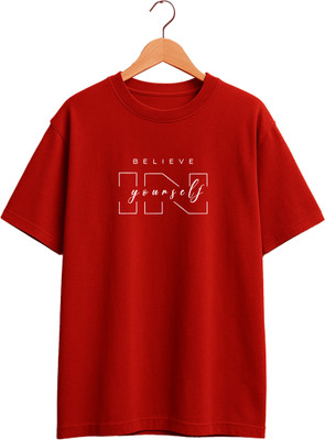 Buddy Collection Typography Men Round Neck Red T-Shirt