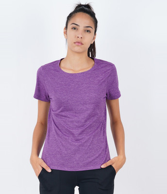 HouseOfCommon Typography Women Round Neck Purple T-Shirt