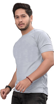 ShreeRangam Enterprise Solid Men Round Neck Grey T-Shirt