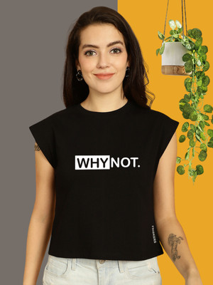 FBAR Graphic Print Women Round Neck Black T-Shirt