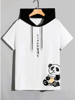 CT Fashion Printed Men Hooded Neck White T-Shirt