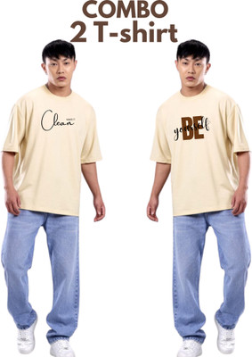 Deadstock Theory Printed Men Round Neck Beige T-Shirt