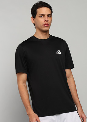 ADIDAS Solid Men Round Neck Black T-Shirt