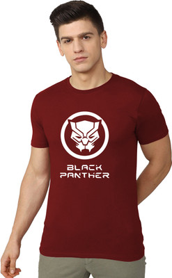 RULEDBYSUN Printed Men Round Neck Maroon T-Shirt