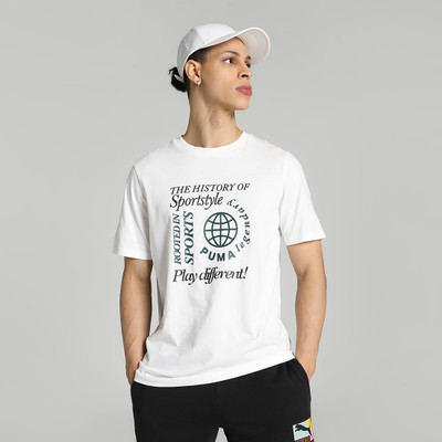 PUMA Printed, Typography Men Round Neck White T-Shirt
