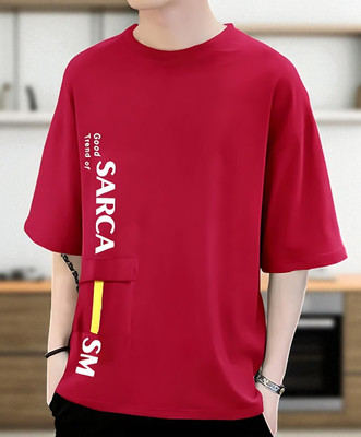 Autna Typography Men Round Neck Red T-Shirt