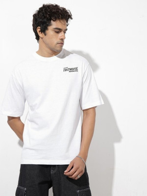 Roadster Graphic Print Men Round Neck White T-Shirt