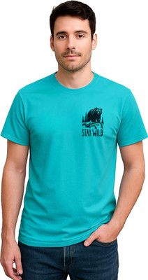 LIQQR Graphic Print, Printed Men Round Neck Blue T-Shirt