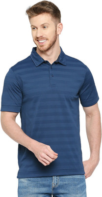playR Solid Men Polo Neck Blue T-Shirt