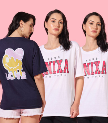 ANIXA Graphic Print Women Round Neck Multicolor T-Shirt